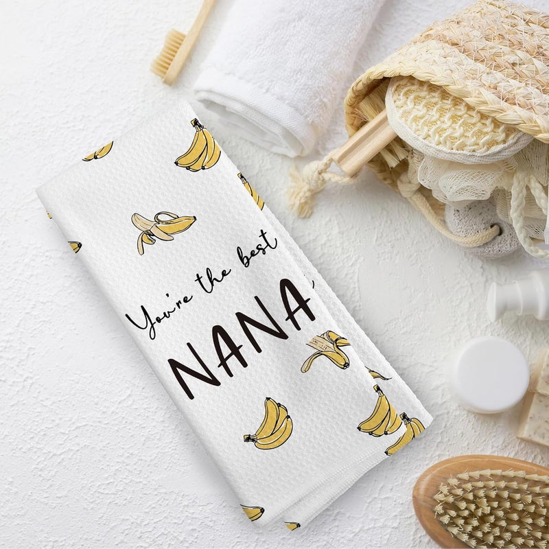 TAEDIN Nana Gifts Banana Kitchen Towels, Nana Gifts from Grandkids Dish Towel Dishcloth 16x24 Inches, Grandma Gifts for Mothers Day Decorative Absorbent Hand Tea Towels Decor - Image 5